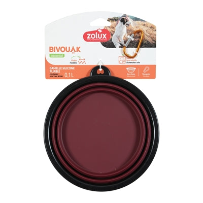 Load image into Gallery viewer, Zolux bvk voerbak opvouwbaar siliconen rood
