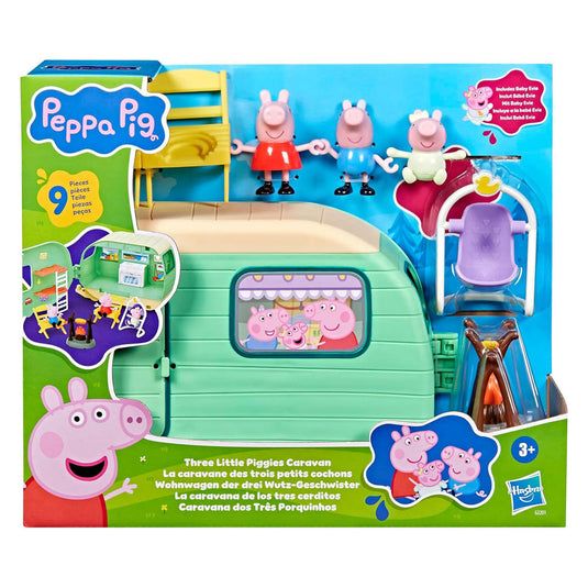 Peppa pig drie kleine biggetjes caravan - 9dlg.