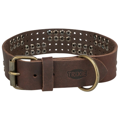 ギャラリービューアに画像をロードする, Trixie halsband hond rivet rustic vetleer donkerbruin

