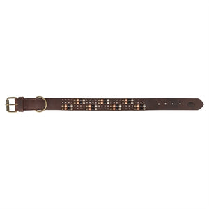 Trixie halsband hond rivet rustic vetleer donkerbruin