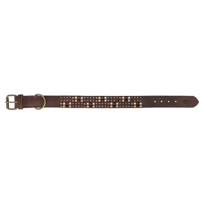 ギャラリービューアに画像をロードする, Trixie halsband hond rivet rustic vetleer donkerbruin
