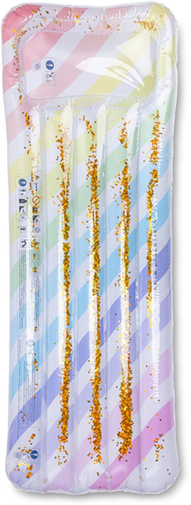 Swim essentials - luchtbed - 177 x 67 x 19 cm - rainbow - meerkleurig