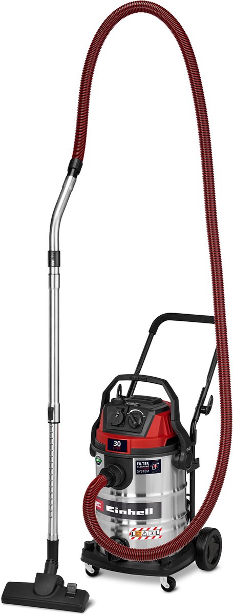 Einhell elektrische nat- droogzuiger te-vc 3080 sacl - 1150 w - 220 mbar - 30 l - 8 m actieradius - stofbeschermingklasse l - hepa-plooifilter incl. filterreinigingssysteem - automatisch stopcontact: 2000 w