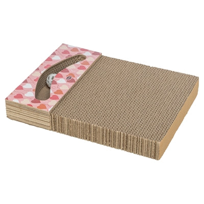 Load image into Gallery viewer, Trixie krabplank hartjes met ballen rechthoekig karton zalm
