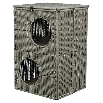 Load image into Gallery viewer, Trixie kattenmand amalia hoekig polyrattan grijs
