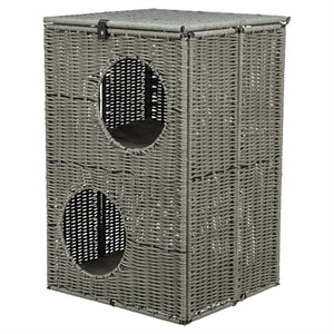 Trixie kattenmand amalia hoekig polyrattan grijs