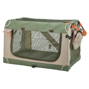 Trixie kennel comfy bench stof reismand olijfgroen beige