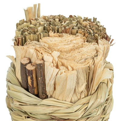 Load image into Gallery viewer, Trixie mand gras met hooi maisbladeren houten stokjes
