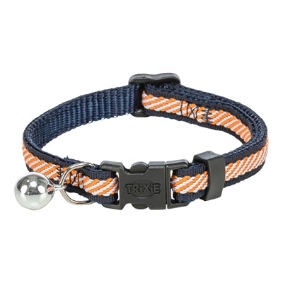 Load image into Gallery viewer, Trixie kattenhalsband gestreept blauw oranje
