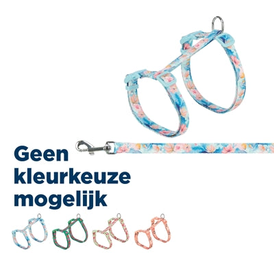 Load image into Gallery viewer, Trixie kattentuigje met riem flower power motief assorti
