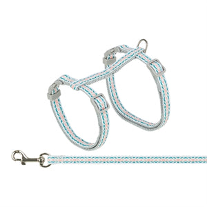 Trixie kattentuigje met riem retro motief grijs blauw