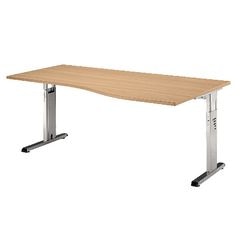 Bach desk hammerer ergonomic height adjustable c-leg beech 1800x1000x680-760mm