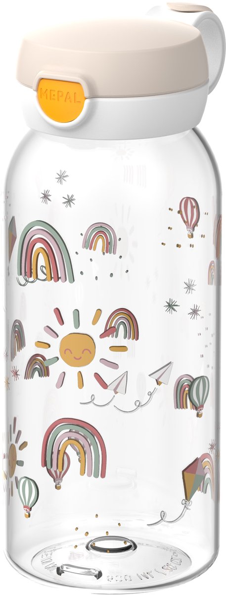 Mepal drinkfles met flipdop campus - 600 ml - waterfles kinderen - lekdicht - hygiënische deksel - sunshine rainbow