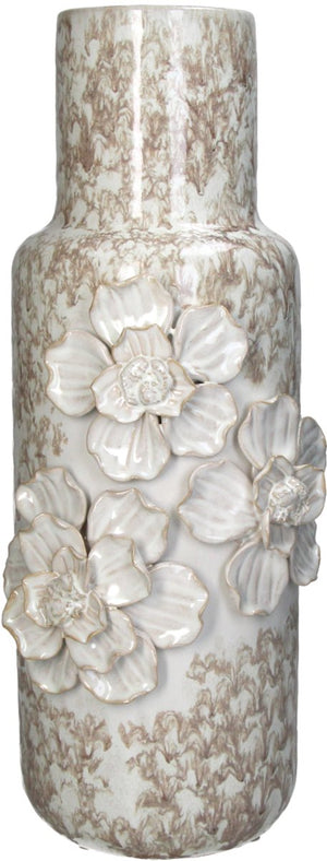 Hd collection vaas aardewerk wit 16,5x15,5x39cm