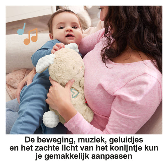 Fisher-price kalmerend konijntje - knuffel met muziek, lichtjes en beweging
