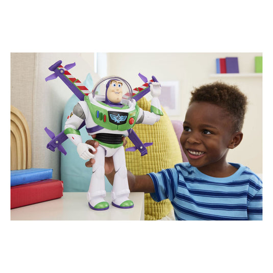 Mattel disney en pixar toy story vliegstand hi-tech editie - buzz lightyear op een schaal van 30 cm en 35+ geluiden - nederlands