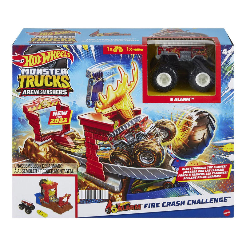Load image into Gallery viewer, Hot Wheels Monster Trucks Arena Smash 5 Alarm Fire Crash Speelset
