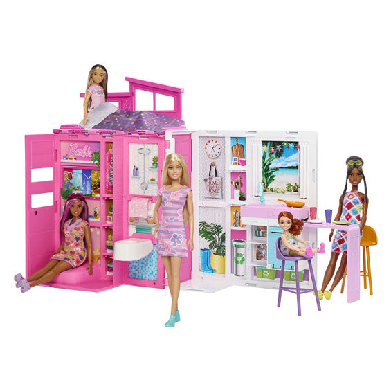 Afbeelding laden in galerijviewer, Mattel barbie vakantiehuis met modepop speelset
