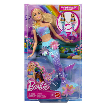 Barbie zeemeermin met magische bloemen blauw