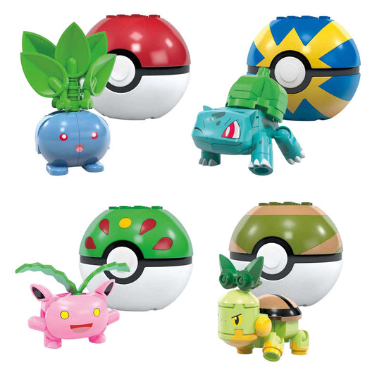 Mega bloks mega construx pokémon bouwset - bulbasaur, turtwig, hoppip en oddish
