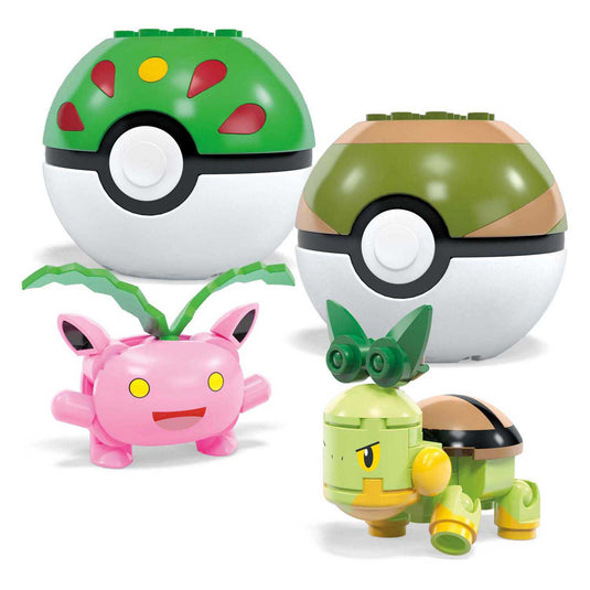 Mega bloks mega construx pokémon bouwset - bulbasaur, turtwig, hoppip en oddish