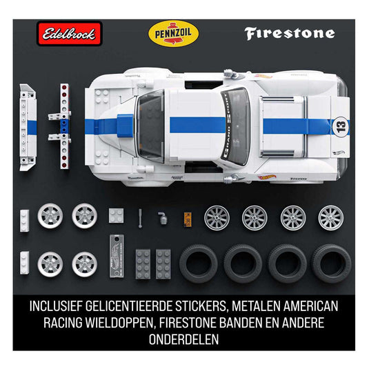 Mattel brick shop hot wheels elite serie - corvette grand sport - bouwspeelgoed - 918 onderdelen