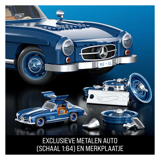 Mattel brick shop hot wheels - mercedes-benz 300 sl raceauto bouwset (1600 onderdelen)