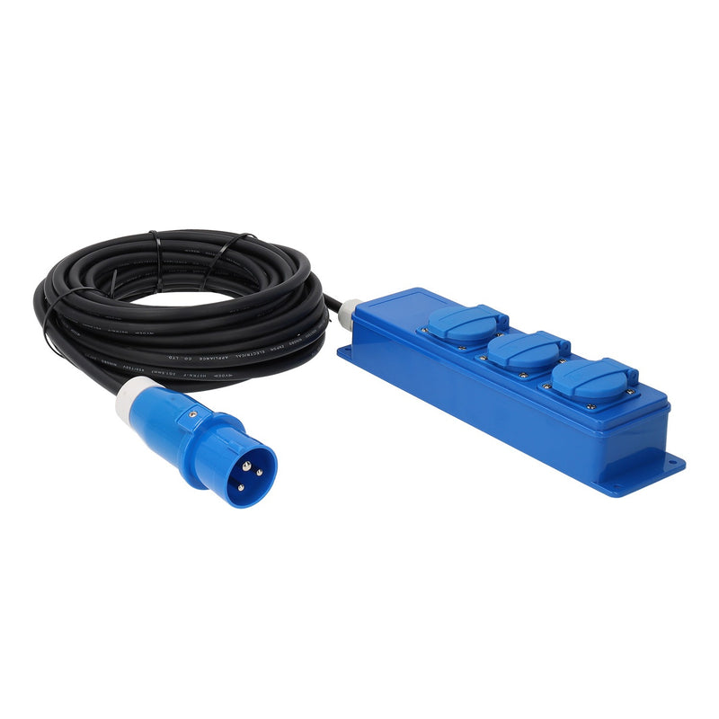 Chargez l'image dans la visionneuse de la galerie, Triple unit cee 3 weg schuko stekkerdoos met 10 meter kabel en cee stekker
