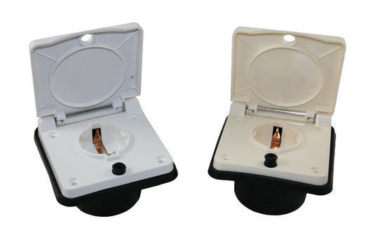 Schuko buiten wandcontactdoos wit voor caravan en camper