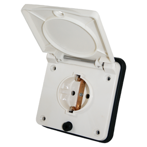 Schuko buiten wandcontactdoos wit voor caravan en camper