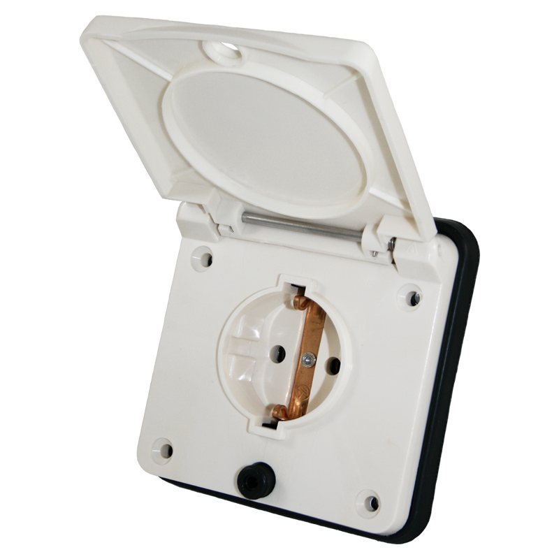 ギャラリービューアに画像をロードする, Schuko buiten wandcontactdoos wit voor caravan en camper - zonder verkoopverpakking
