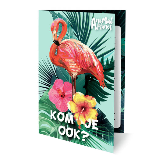 Uitnodigingen animal planet flamingo, 6st.