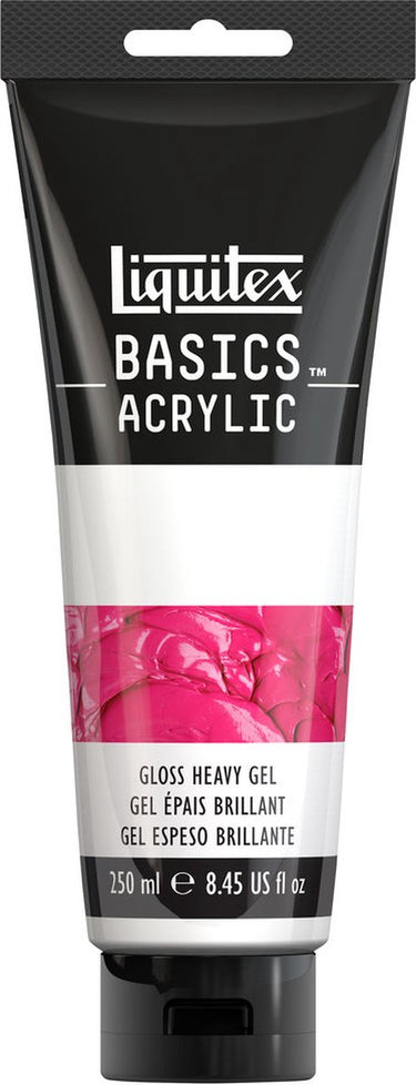 Liquitex 1041013 basics glanzend zwaar gel medium 250 ml tube – acrylmedium voor dikke textuur mengtechnieken - gloss heavy gel