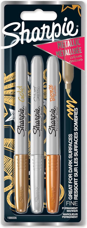 Sharpie metallic permanente markers | fijne punt | gouden, zilveren en bronzen inkt | 3 stuks