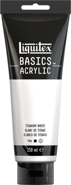 Liquitex 88700229 basics acrylverf titanium white – 250 ml | kunstenaars acrylverf | middelmatige viscositeit | lichtechte kleur voor schilderen canvas