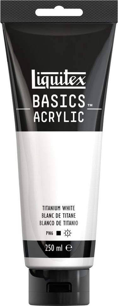 Liquitex 88700229 basics acrylverf titanium white – 250 ml | kunstenaars acrylverf | middelmatige viscositeit | lichtechte kleur voor schilderen canvas
