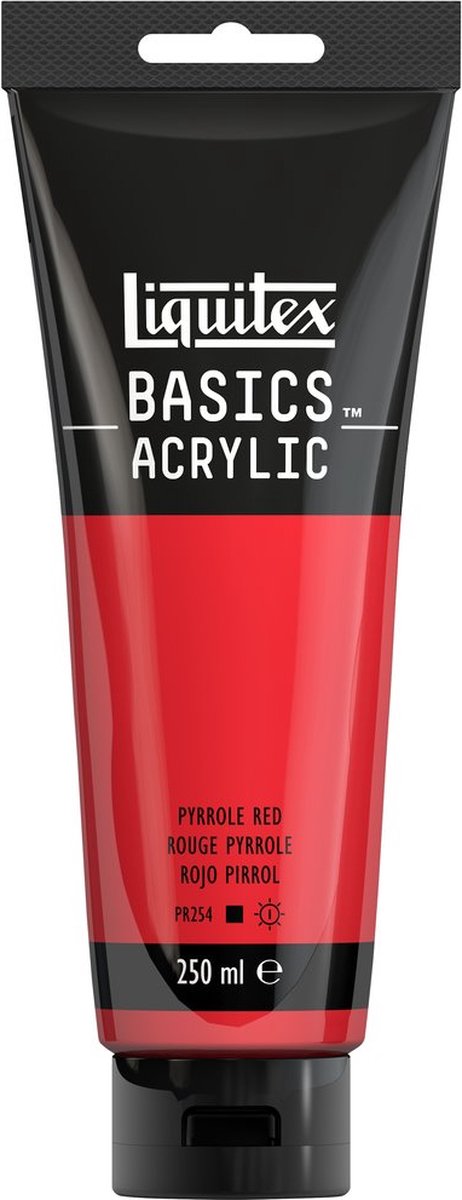 Liquitex 88700244 basics acrylverf pyrrole red – 250 ml | kunstenaars acrylverf | middelmatige viscositeit | intense roodtint voor schilderen canvas
