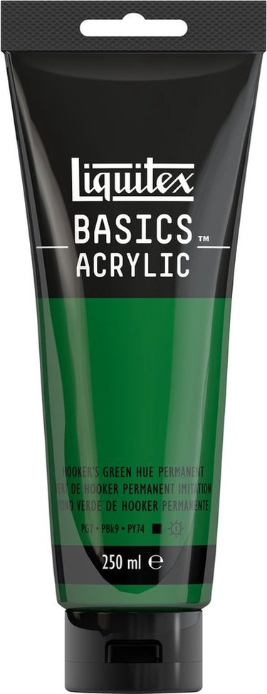Liquitex 88700239 basics acrylverf hooker’s green hue permanent – 250 ml | kunstenaars acrylverf | middelmatige viscositeit | lichtechte kleur voor schilderen canvas