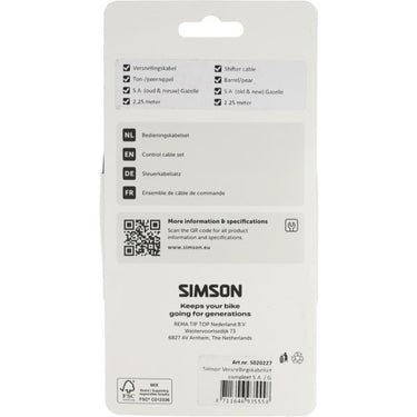 Simson versnellingskabelset compleet sa - zwart