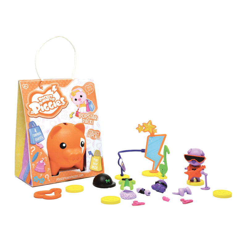 Afbeelding laden in galerijviewer, Pocket money piggies pockey money piggies speelfiguur met spaarpot - popstar pack
