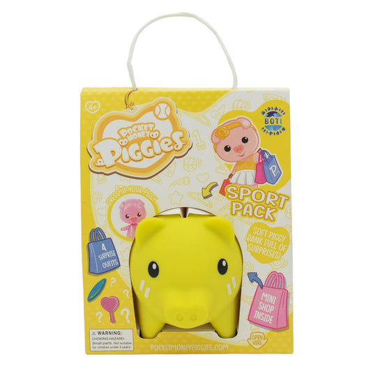 Pocket money piggies pockey money piggies speelfiguur met spaarpot - sports pack