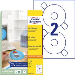 Cd dvd etiketten avery l6015-25 wit 50 stuks