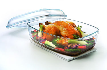Pyrex rechthoekige ovenschaal met deksel 4,3+2,2l 32 x 21 x 9 cm
