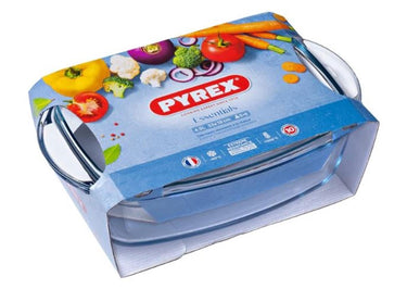 Pyrex rechthoekige ovenschaal met deksel 4,3+2,2l 32 x 21 x 9 cm
