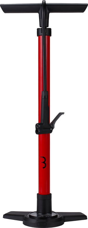 Bbb cycling airboost 2.0 fietspomp met drukmeter - 11 bar 160 psi - ventielen: dunlop, presta schräder - hoge druk vloerpomp racefiets en mtb - rood - bfp-28