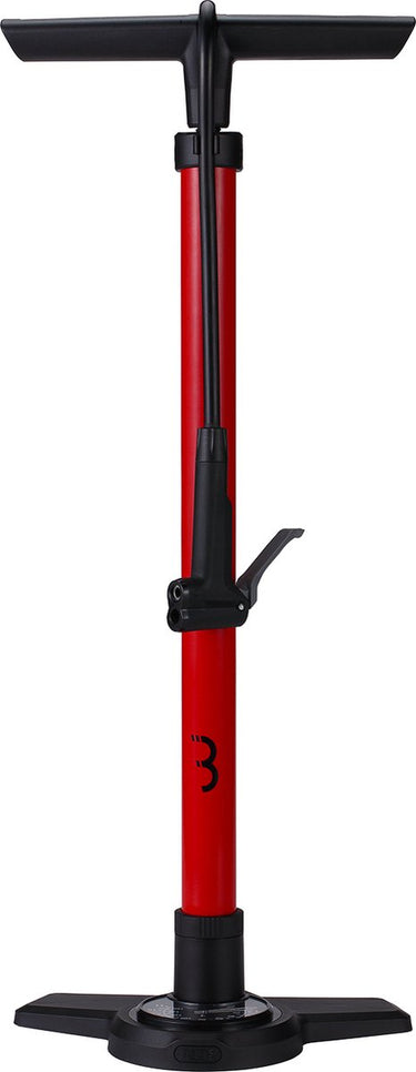 Bbb cycling airboost 2.0 fietspomp met drukmeter - 11 bar 160 psi - ventielen: dunlop, presta schräder - hoge druk vloerpomp racefiets en mtb - rood - bfp-28
