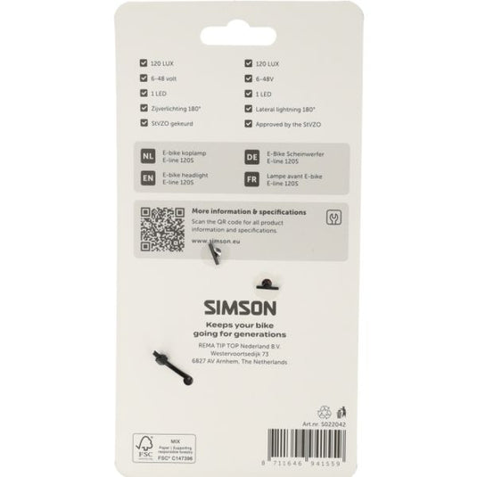 Rema tip top nederland b.v. simson koplamp aurora e-line 120s - e-bike (ebike)