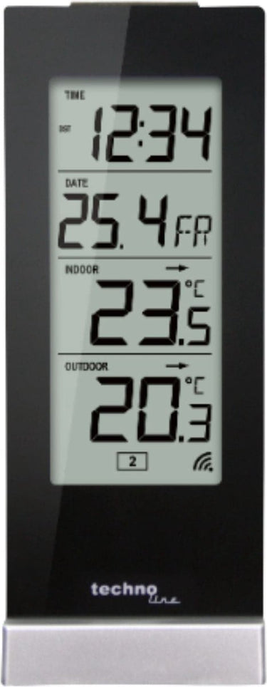 Technoline weerstation - ws 9767 - 64x165x45mm - hoogglans zwart zilver - met 1 buitensensor 30m - tl-ws9767
