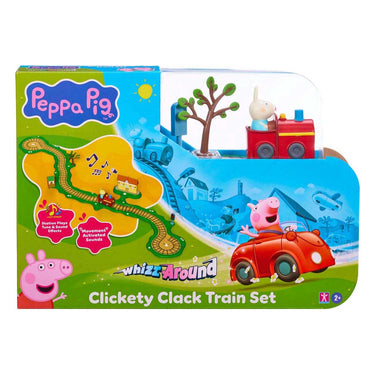 Gear2play peppa pig whizz around - klik-klak trein speelset - modulaire rijbaan voor whizz around voertuigen - interactief met muziek en geluid