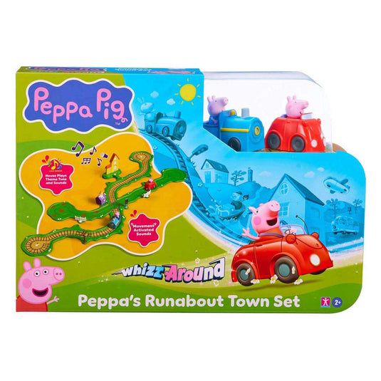 Gear2play peppa pig whizz around - peppa's rondweg door de stad speelset - modulaire rijbaan voor whizz around voertuigen - interactief met muziek en geluid